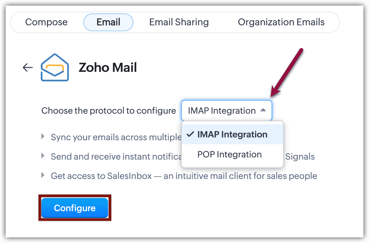 Como configurar cliente de e-mail Zoho